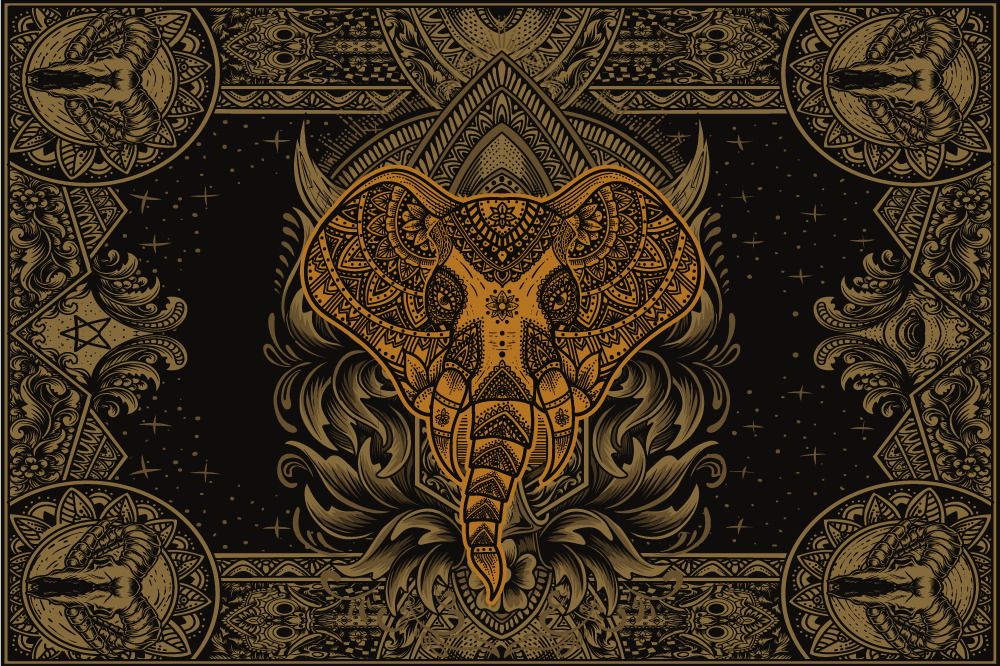 乙烯基餐垫原版 精美大象图案 - TenStickers