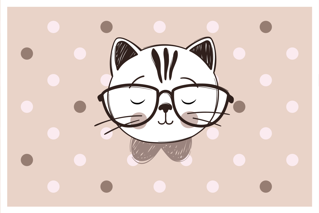 乙烯基儿童餐垫戴眼镜的猫 - TenStickers