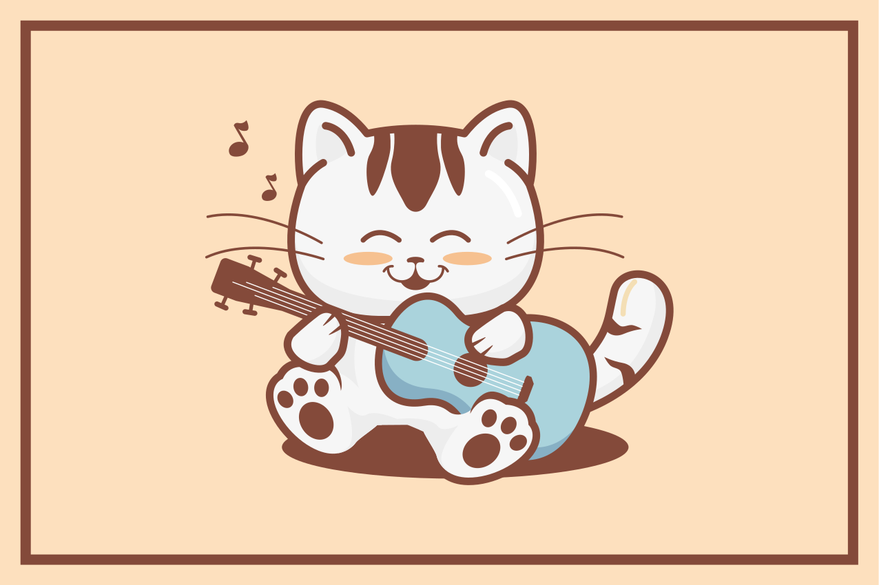 乙烯基儿童餐垫音乐猫咪角色 - TenStickers