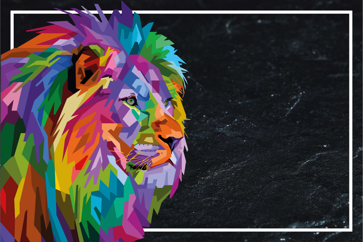 乙烯基餐垫原版 彩色狮子面孔 - TenStickers