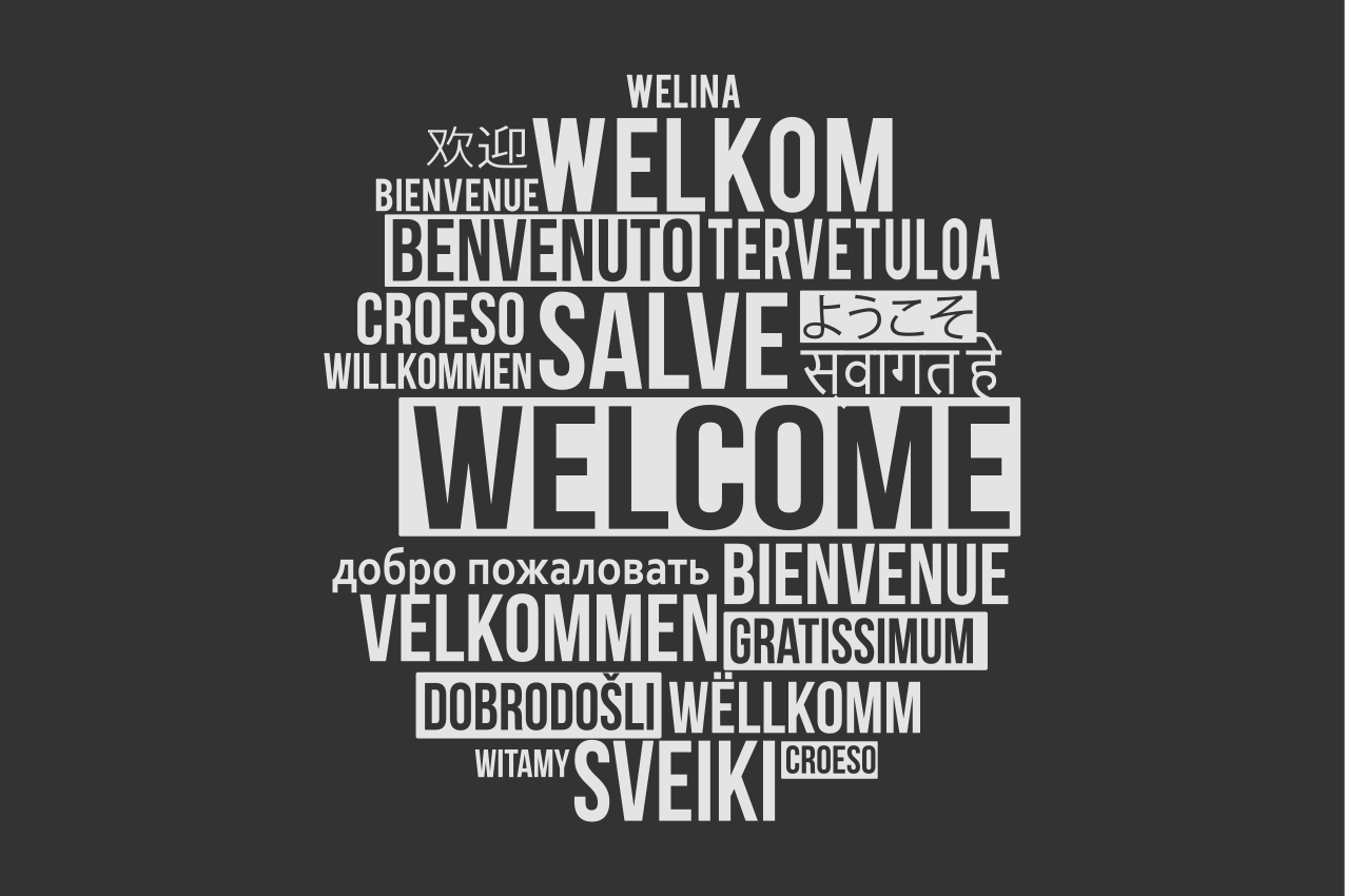 乙烯基餐垫 欢迎多语言设计 - TenStickers