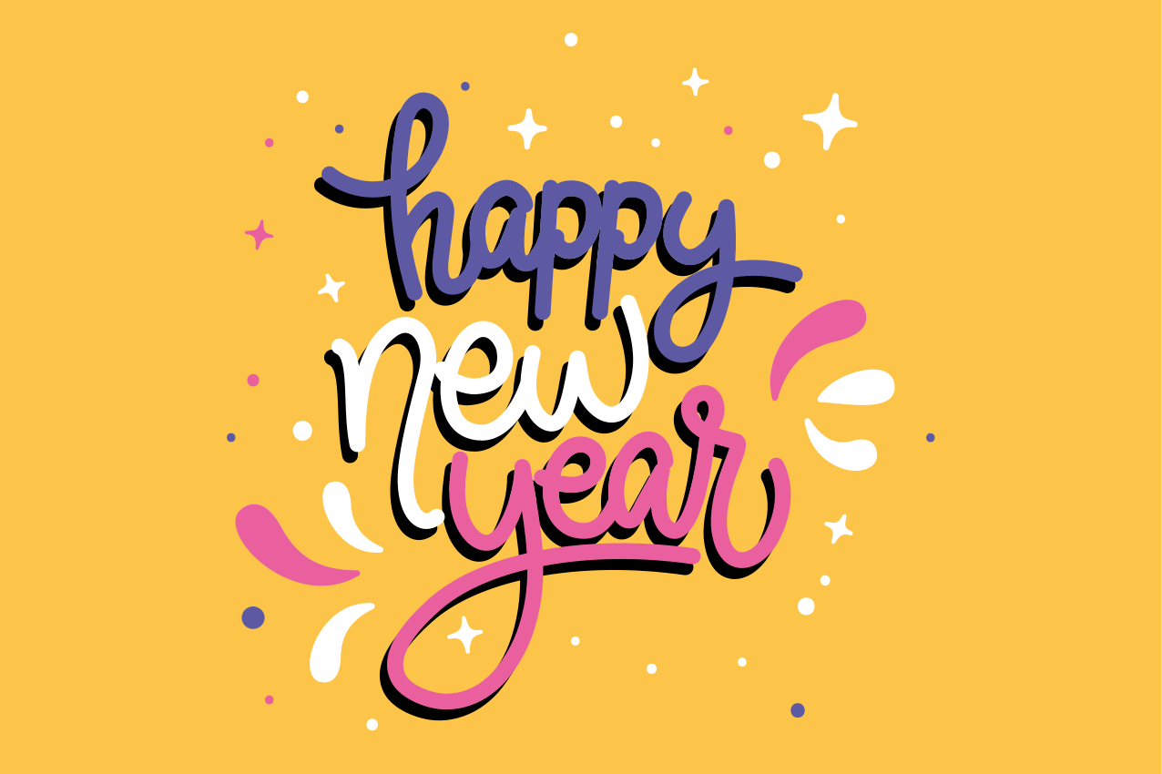 乙烯基圣诞餐垫新年快乐排版 - TenStickers