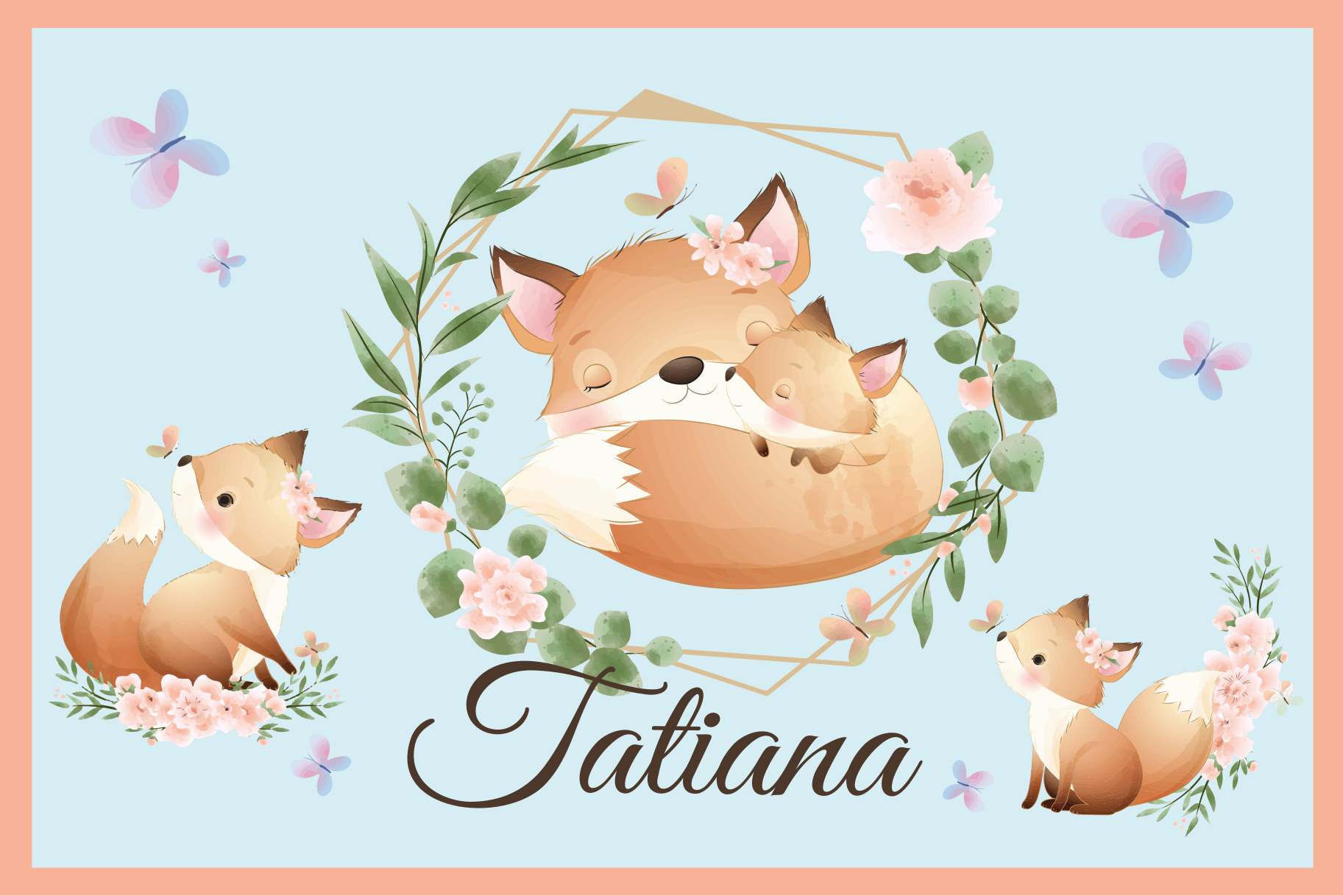 乙烯基儿童餐垫可爱狐狸家族 - TenStickers