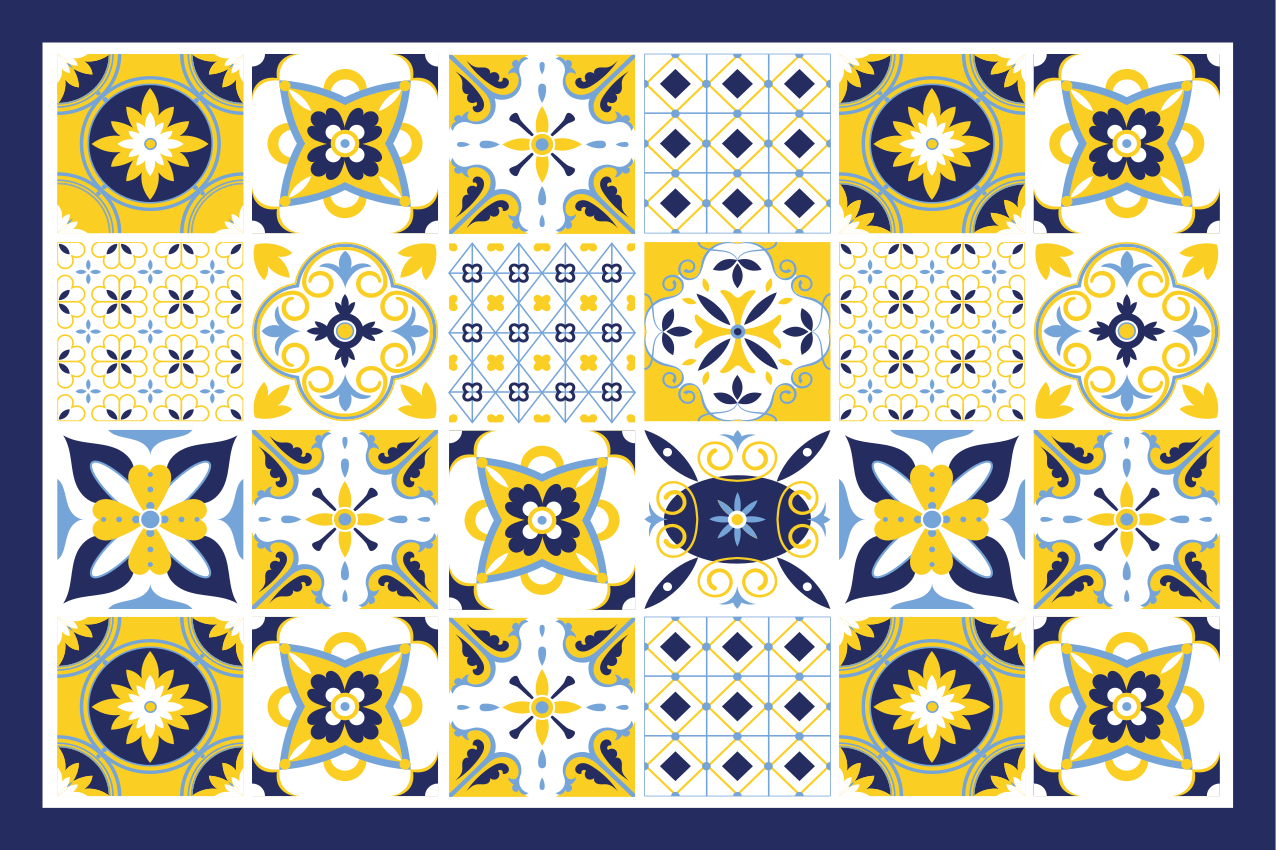 乙烯基餐垫贴图彩色瓷砖图案 - TenStickers