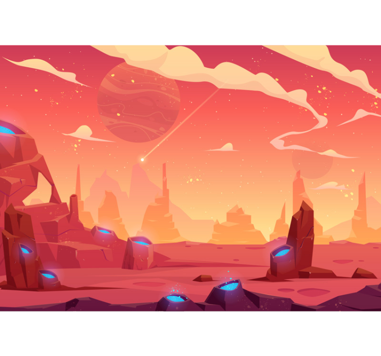 参观太空儿童壁画 - TenStickers