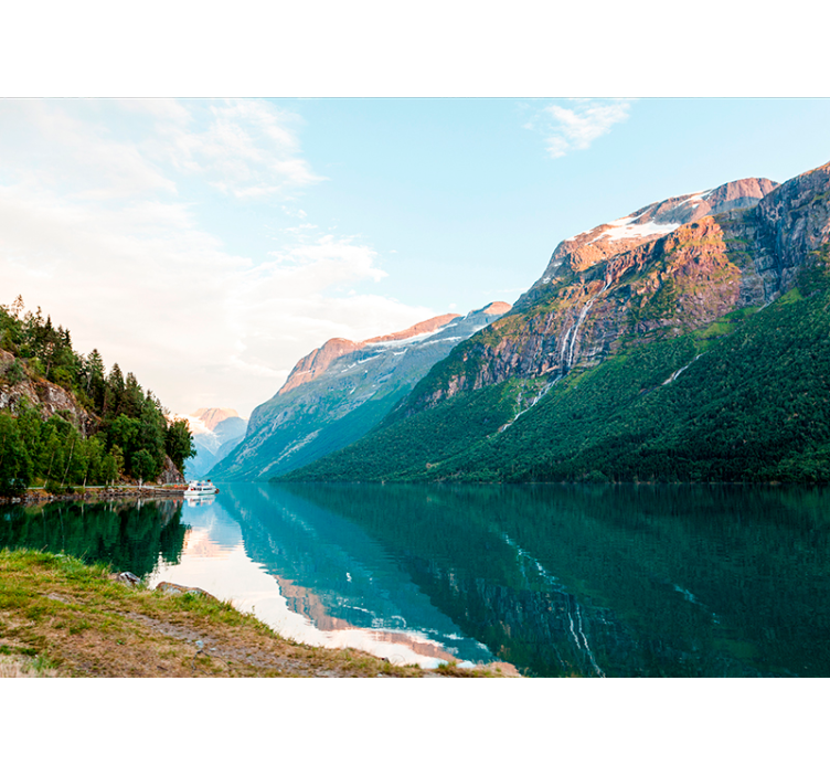 湖中的木材景观湖墙壁画 - TenStickers