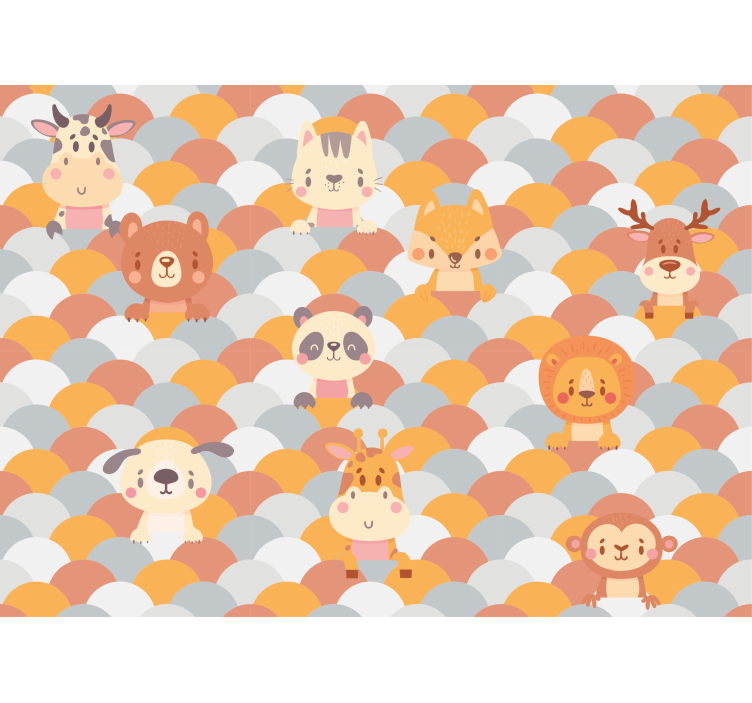 动物风格的墙面壁画 可爱的动物脸 - TenStickers