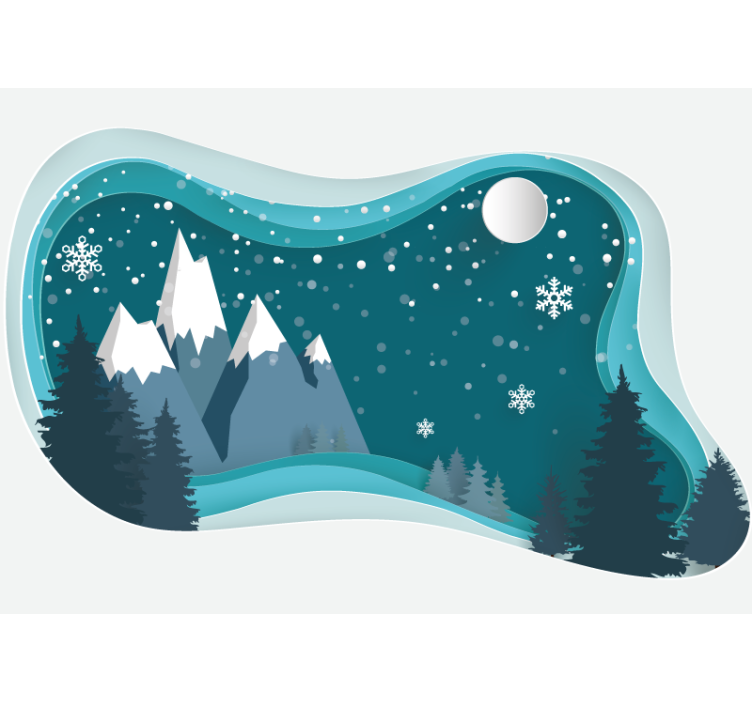 山地照片墙展示冬季山景 - TenStickers