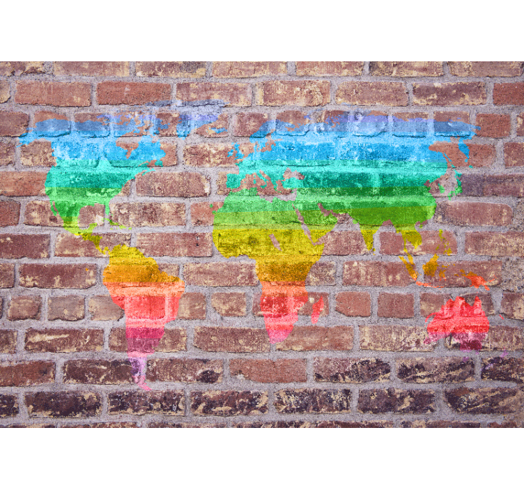 世界地图照片墙色彩丰富的地理呈现 - TenStickers