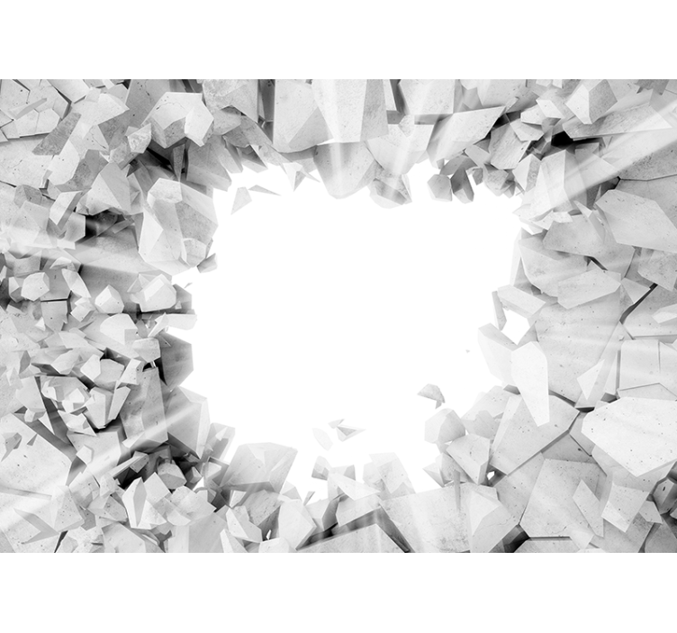 3d效果照片墙呈现破碎混凝土纹理 - TenStickers