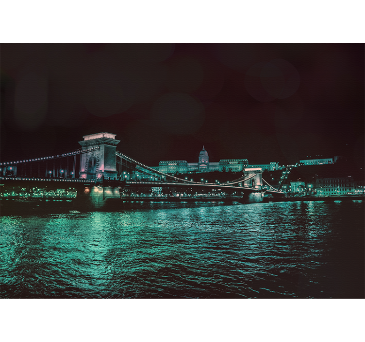城市和乡村照片墙链桥夜景 - TenStickers