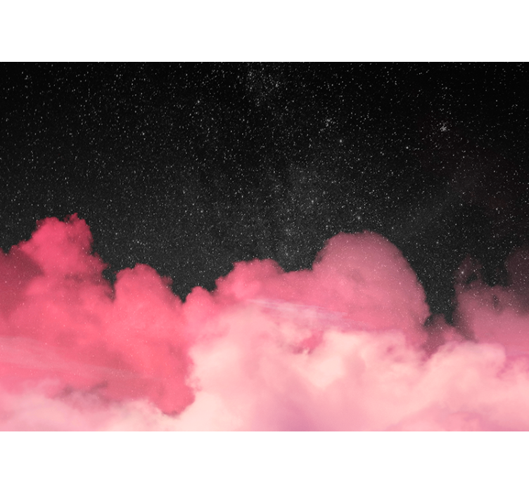 山地照片墙星空粉色云彩 - TenStickers