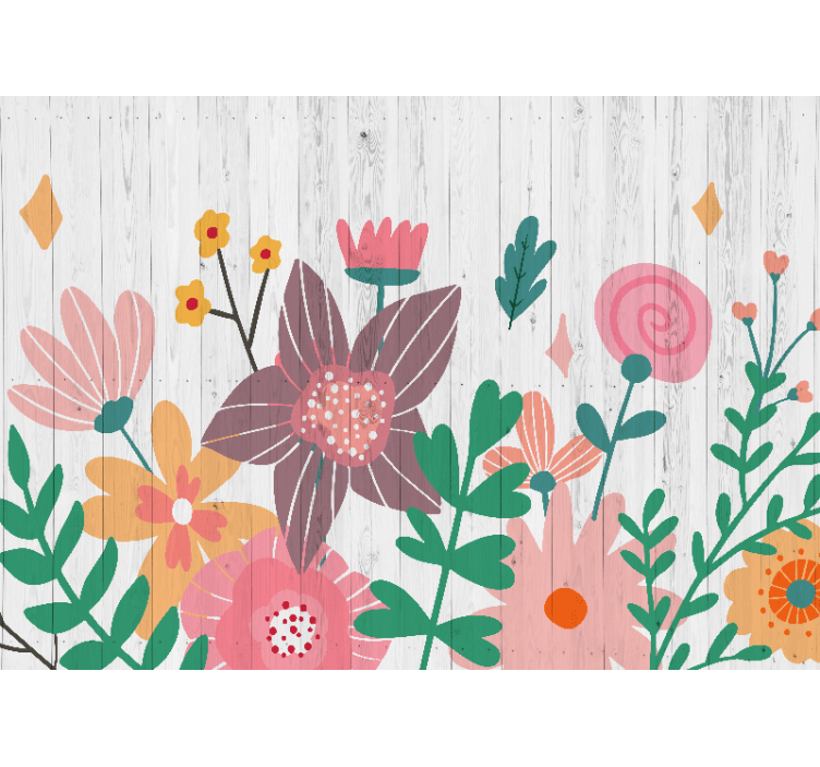 花卉照片墙展示多彩花卉艺术作品 - TenStickers