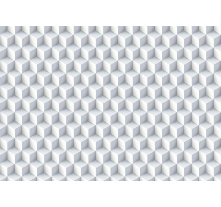 多个白色立方体 3d 壁画 - TenStickers