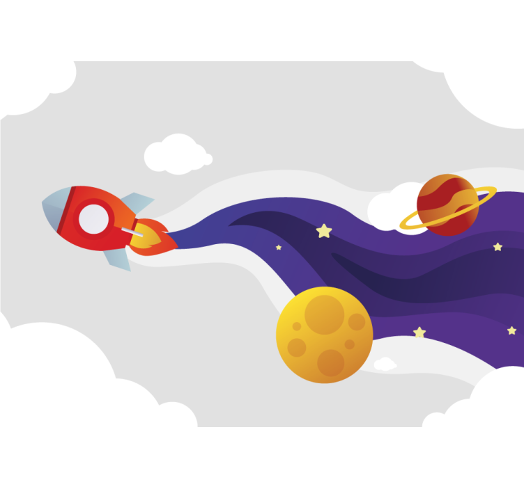 幻想的照片墙，飞船与天体 - TenStickers