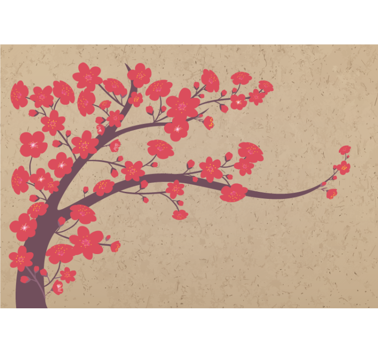 花卉照片墙与樱花枝相映成趣 - TenStickers