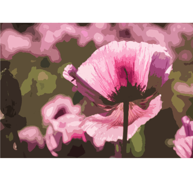 罂粟花风格的墙面壁画粉色罂粟盛开 - TenStickers