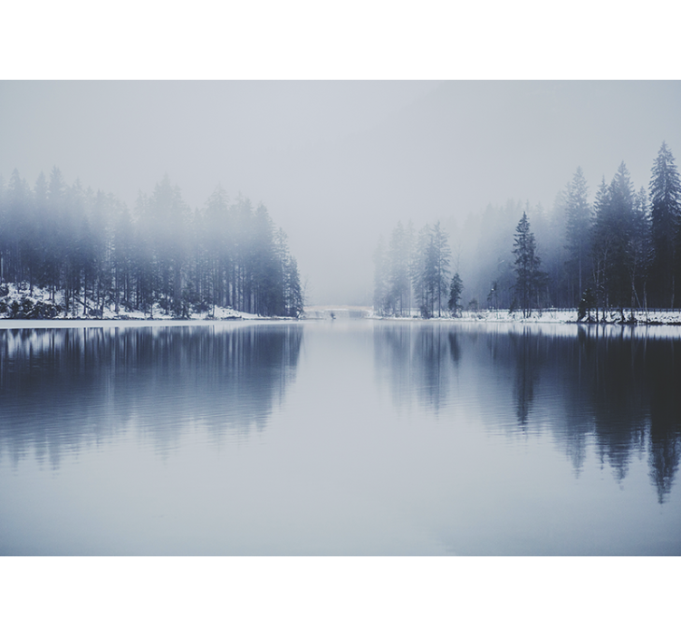 自然照片墙静谧湖畔风景 - TenStickers