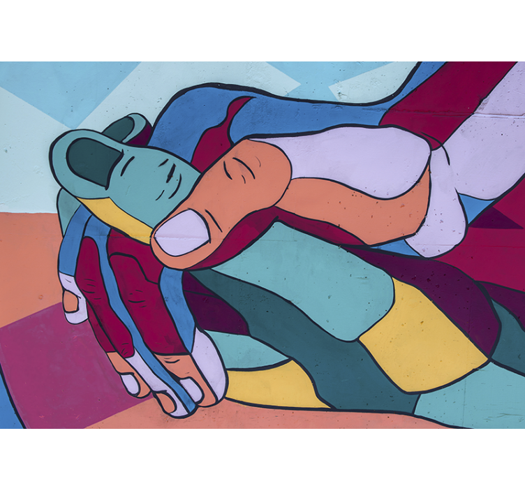 墙面壁画的爱的风格色彩斑斓的手臂拥抱 - TenStickers