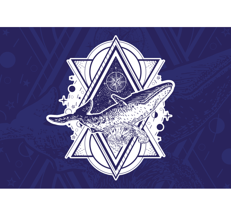 动物风格的墙面壁画，雄伟鲸鱼设计 - TenStickers