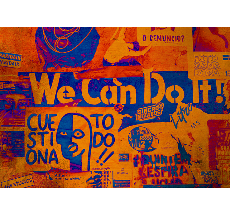 橙色和蓝色我们可以做到海报墙壁画 - TenStickers