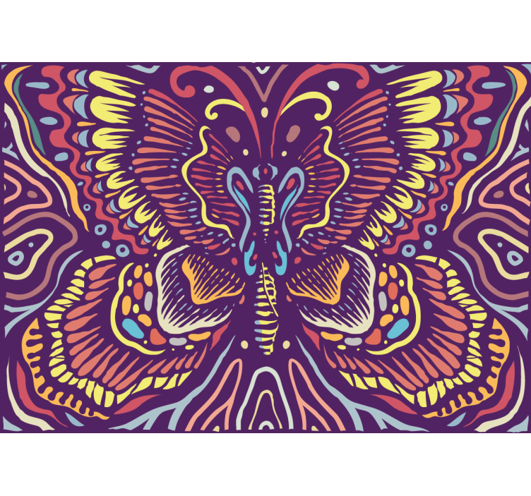 动物风格的墙面壁画展现多彩蝴蝶艺术 - TenStickers
