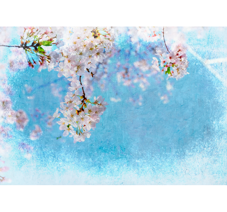 花卉照片墙带来樱花的宁静 - TenStickers