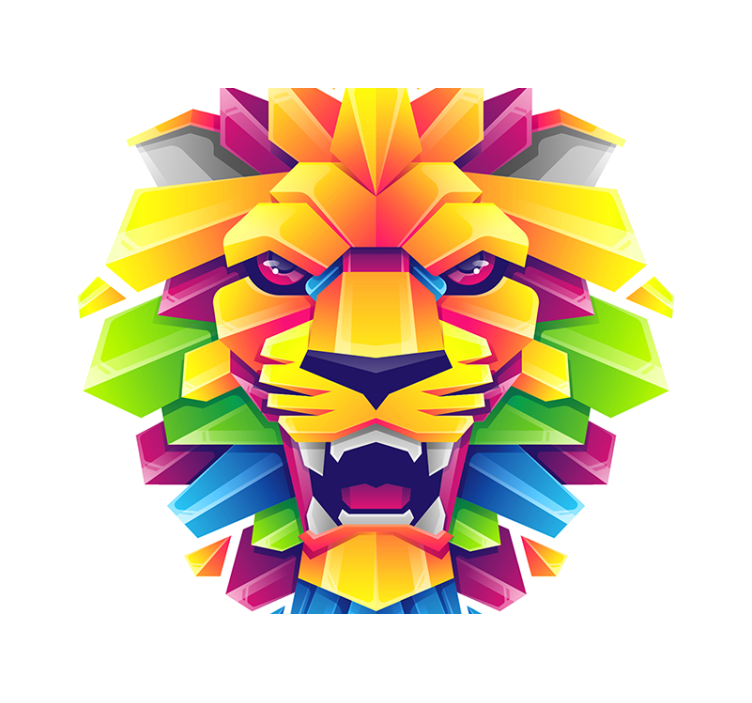 狮子照片墙展现生动的狮子面孔 - TenStickers