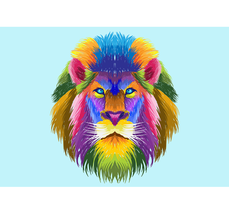 狮子照片墙展现多彩狮子肖像 - TenStickers