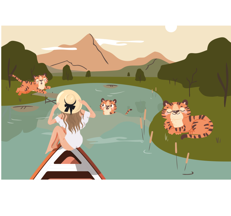 儿童房的其他壁画：老虎冒险场景 - TenStickers