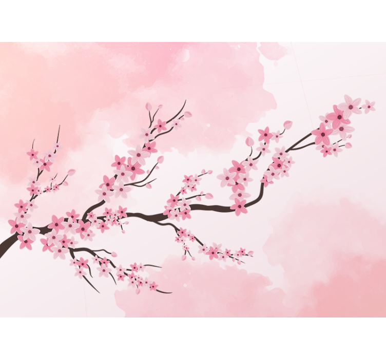 花卉照片墙樱花枝 - TenStickers