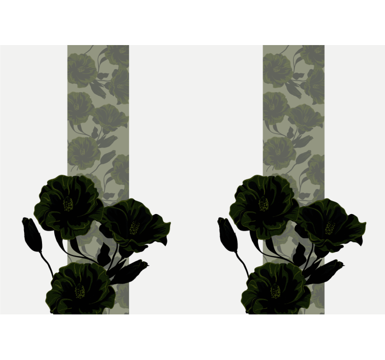 花卉照片墙优雅黑色花朵 - TenStickers