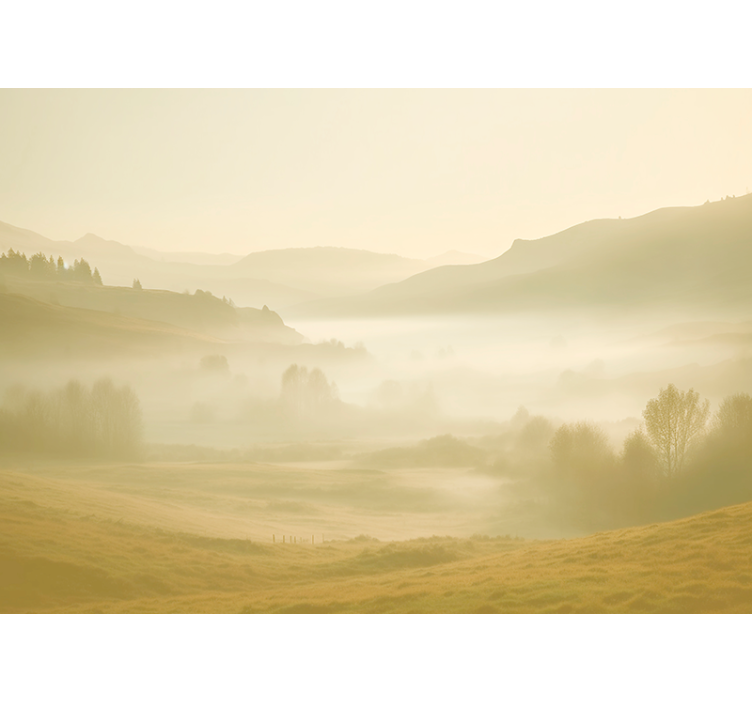 山区照片墙 米色和雾蒙蒙的景色 - TenStickers