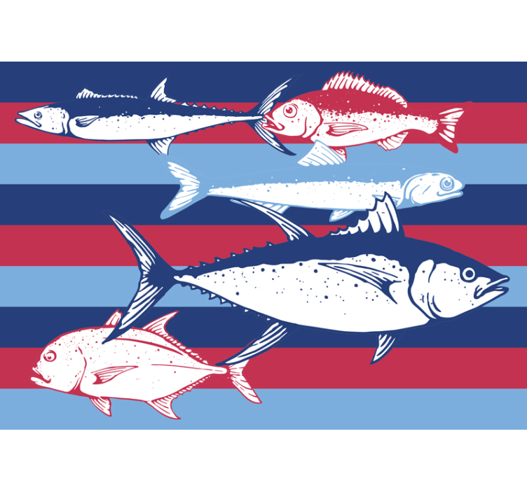动物风格的墙面壁画鱼类图案设计 - TenStickers