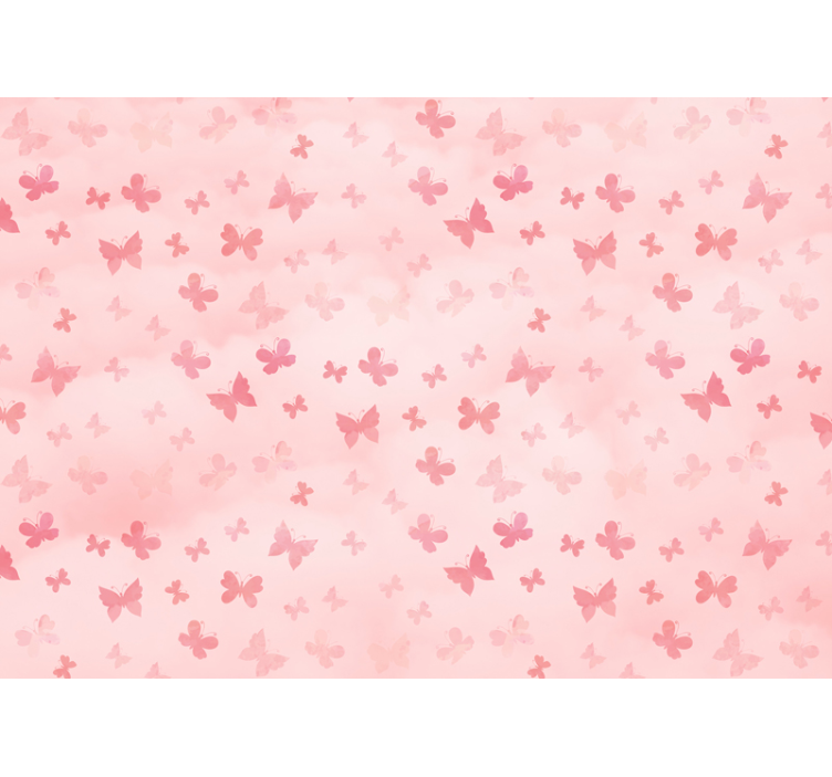 花卉照片墙展现蝴蝶粉色花朵 - TenStickers