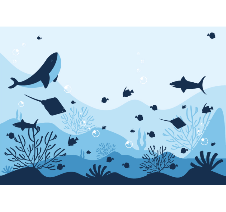 动物风格的墙面壁画深海生物 - TenStickers