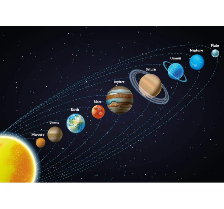 空间照片墙展示太阳系天体 - TenStickers