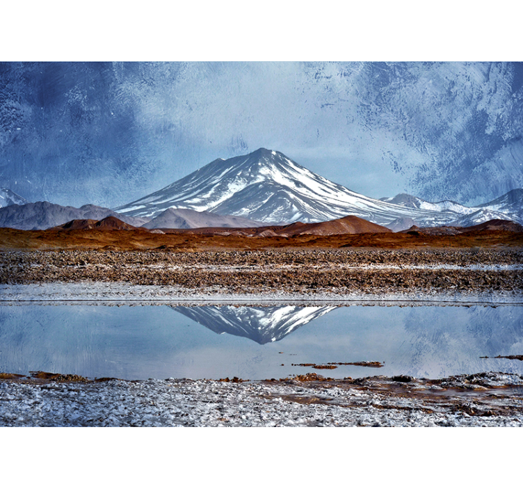 山地照片墙呈现雪山倒影 - TenStickers