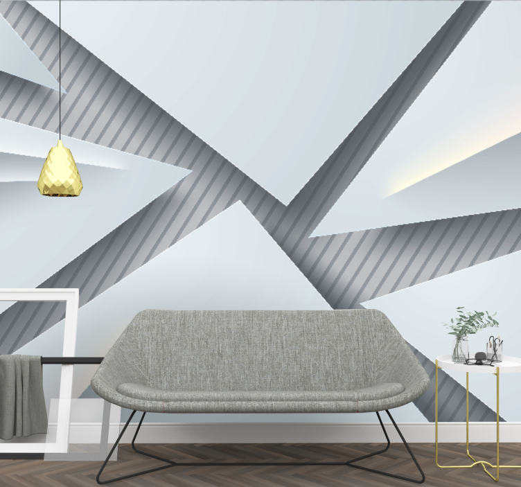 抽象照片墙与几何层叠形状相结合 - TenStickers