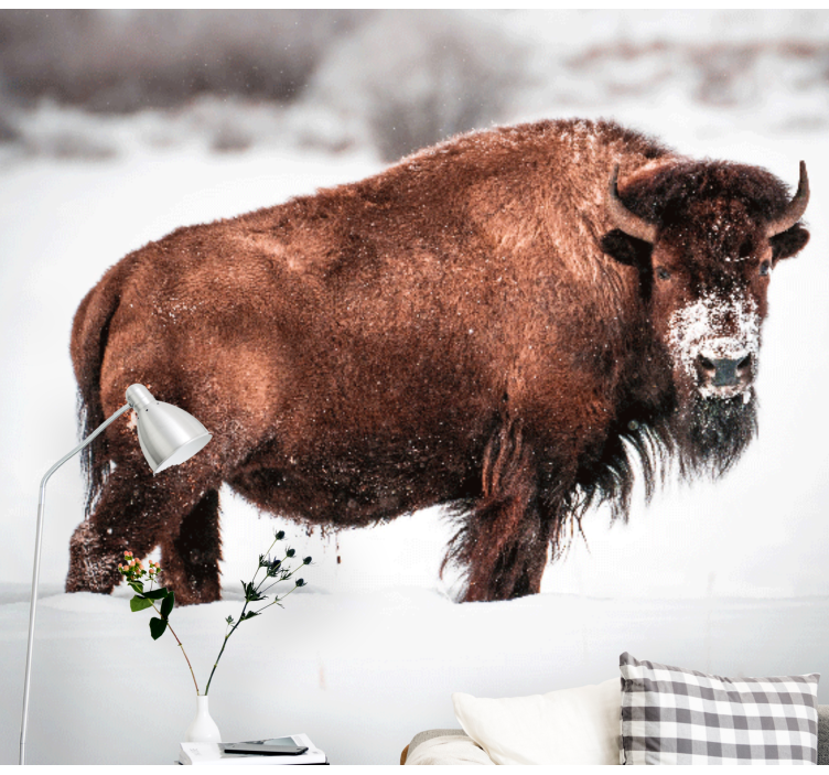 动物风格的墙面壁画雄伟的野牛姿态 - TenStickers