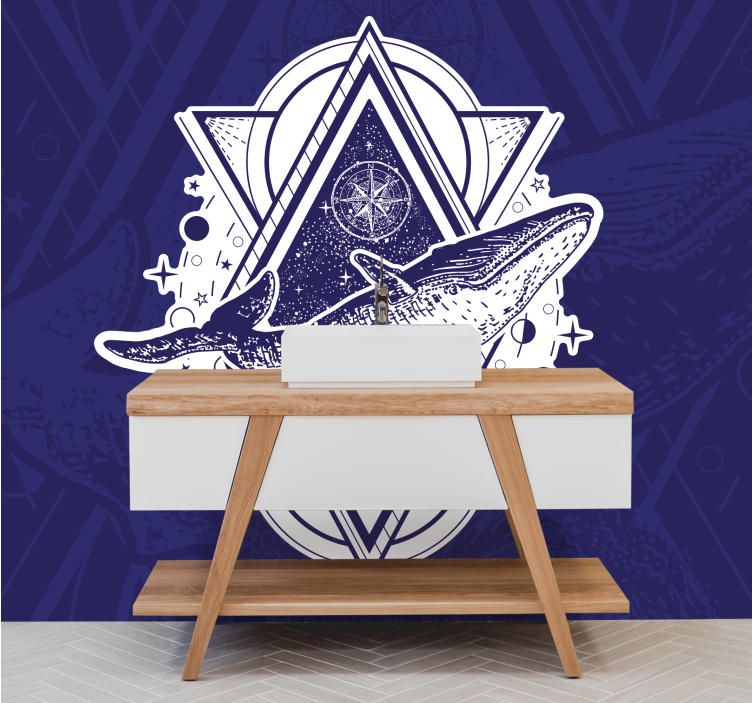 动物风格的墙面壁画，雄伟鲸鱼设计 - TenStickers