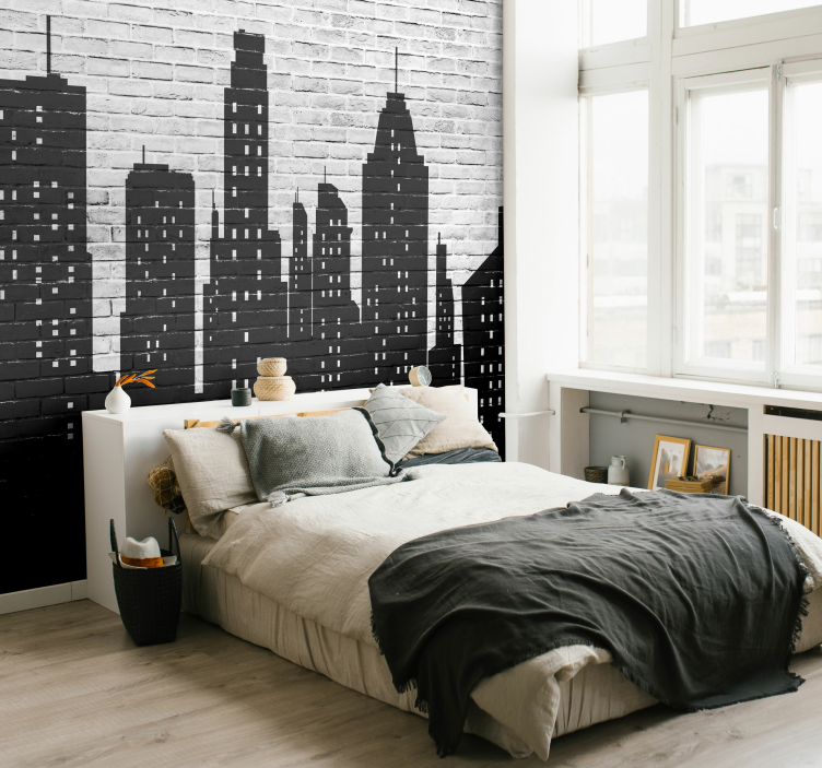 Brickwall skyline 墙壁画 壁纸 - TenStickers
