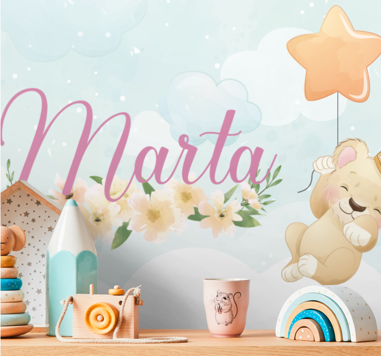 儿童房的其他壁画可爱狮子气球 - TenStickers