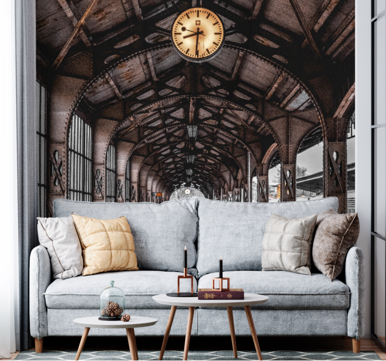 城市和乡村照片墙时钟站拱门 - TenStickers