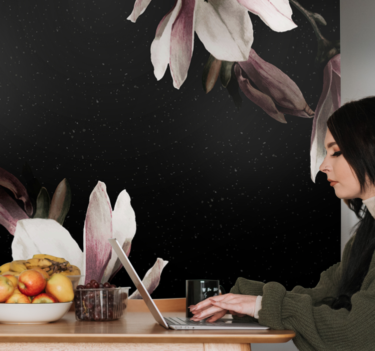 花卉照片墙搭配玉兰花卉图案 - TenStickers