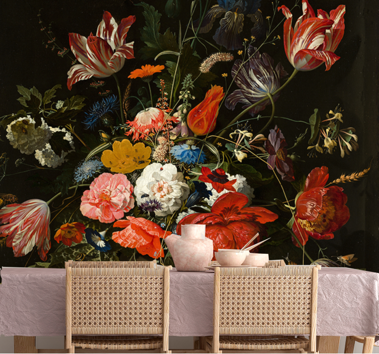 花卉照片墙展现生机勃勃的花卉束 - TenStickers