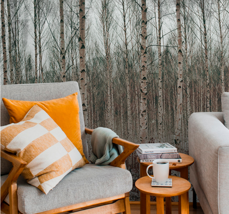 森林照片墙白桦树景观 - TenStickers