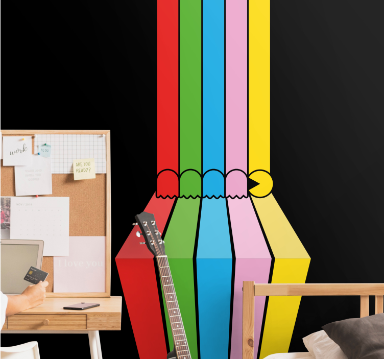 城市艺术照片壁画色彩丰富的铅笔笔触 - TenStickers