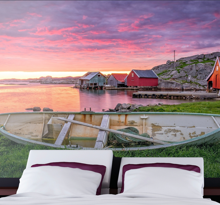 其他景观壁画优美海滨村庄 - TenStickers