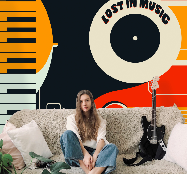 音乐照片墙，复古钢琴设计 - TenStickers